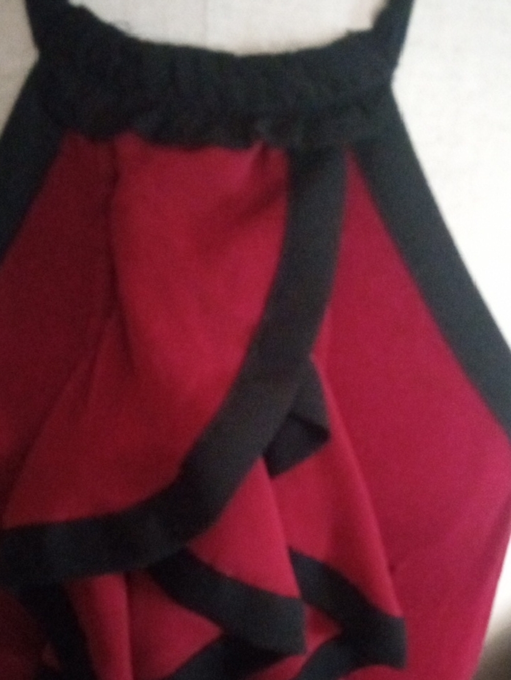 The Limited Gothic, Grunge Red Halter Top with Black Trim and Sheer Tie Up - Picture 6 of 10